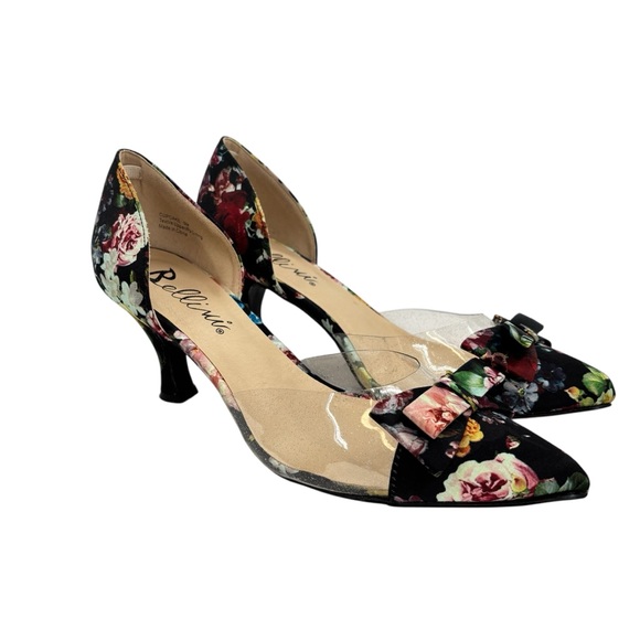 Bellini Cupcake Pump Black Floral Satin Sz. 9 - Picture 5 of 10